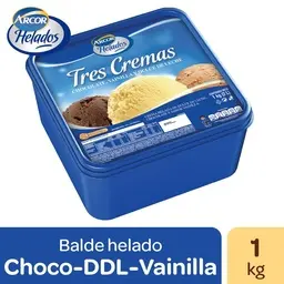 Helado Tres Cremas Dulce de Leche Vainilla y Chocolate Arcor 1 kg