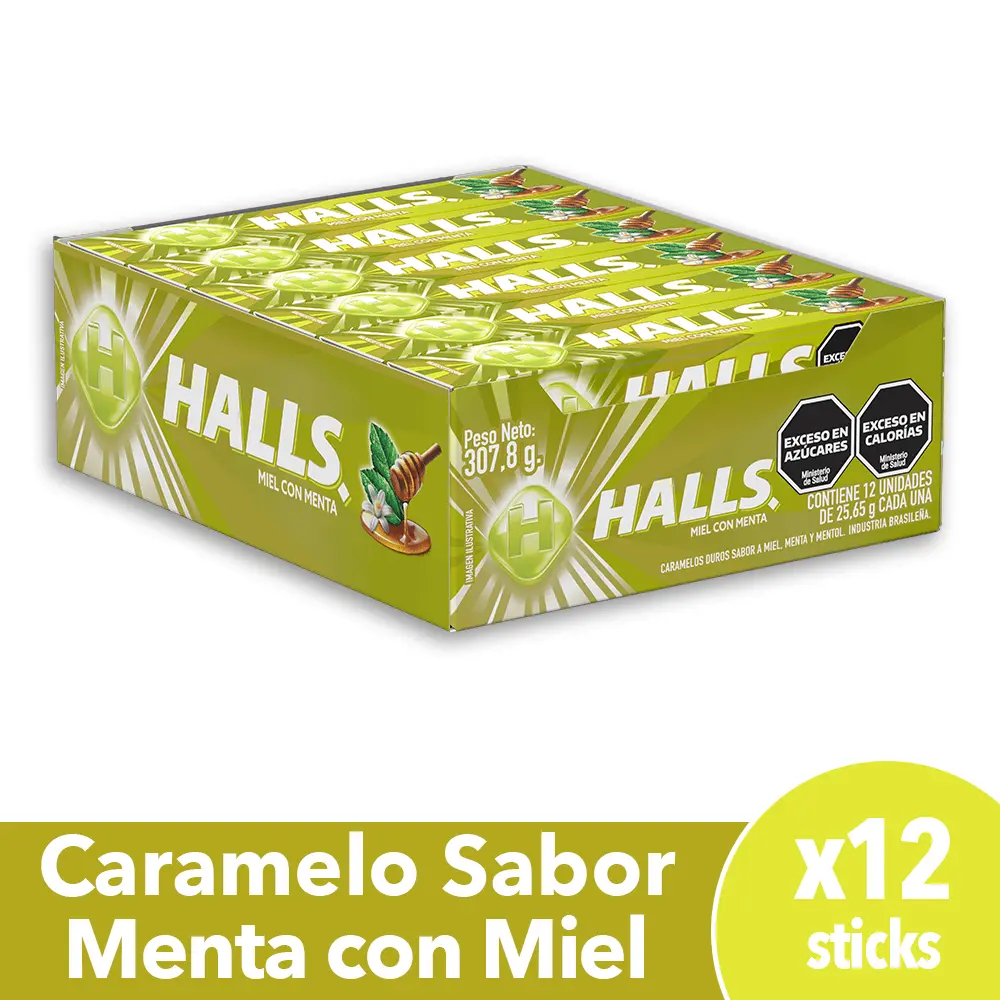 Caramelos Miel Menta Halls 25grs