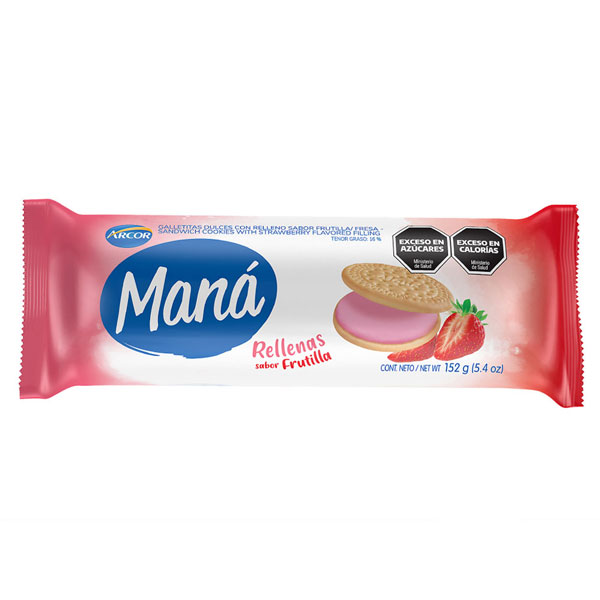 Galletitas Rellenas Frutilla Maná 152g