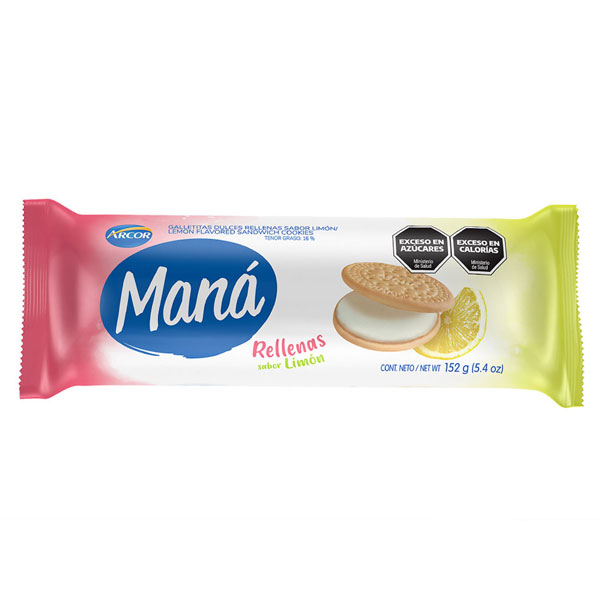 Galletitas Maná Rellenas Limón 152g 