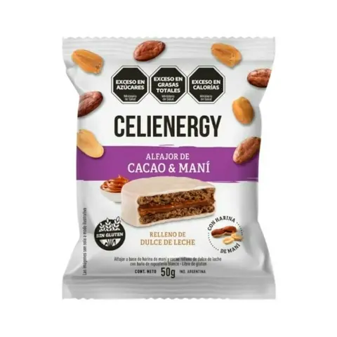 Alfajor Cacao y Mani Celienergy 50g