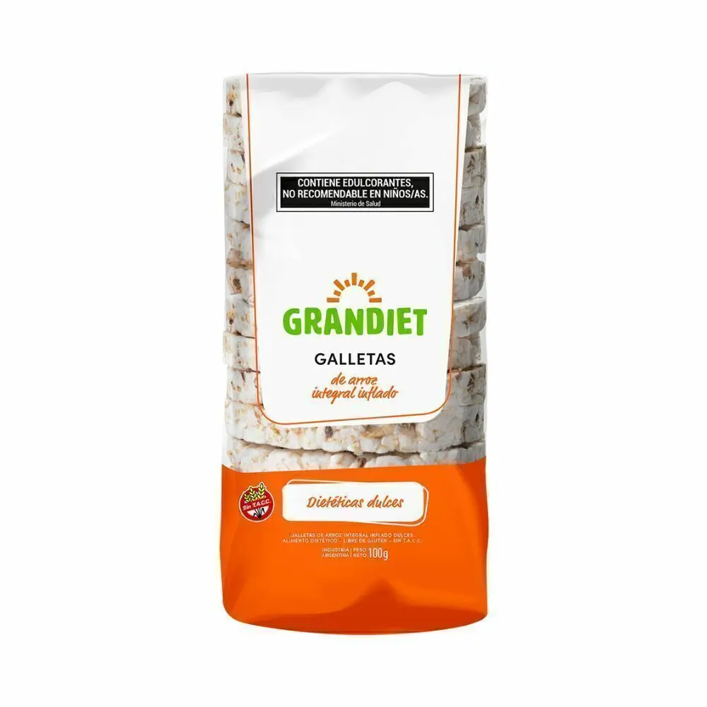 Galletas de Arroz Integral Inflado Con Sal Grandiet 100g