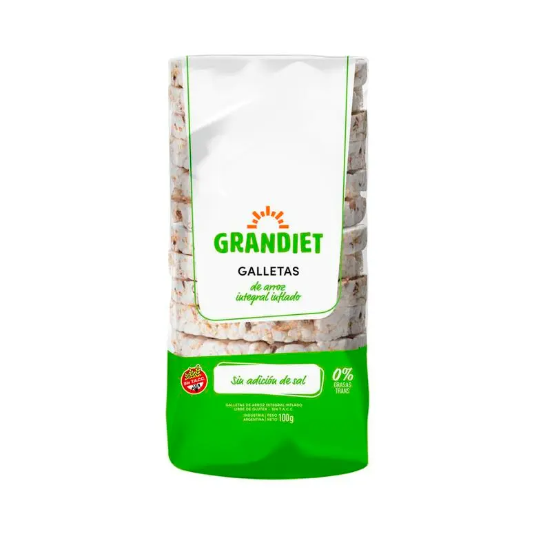 Galletas de Arroz Integral Sin Sal Grandiet 100g