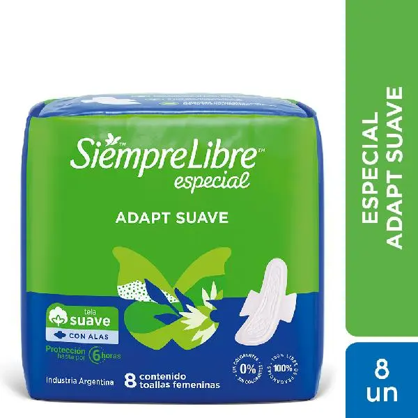 Toallitas femeninas siempre libre especial suave con alas 8uni