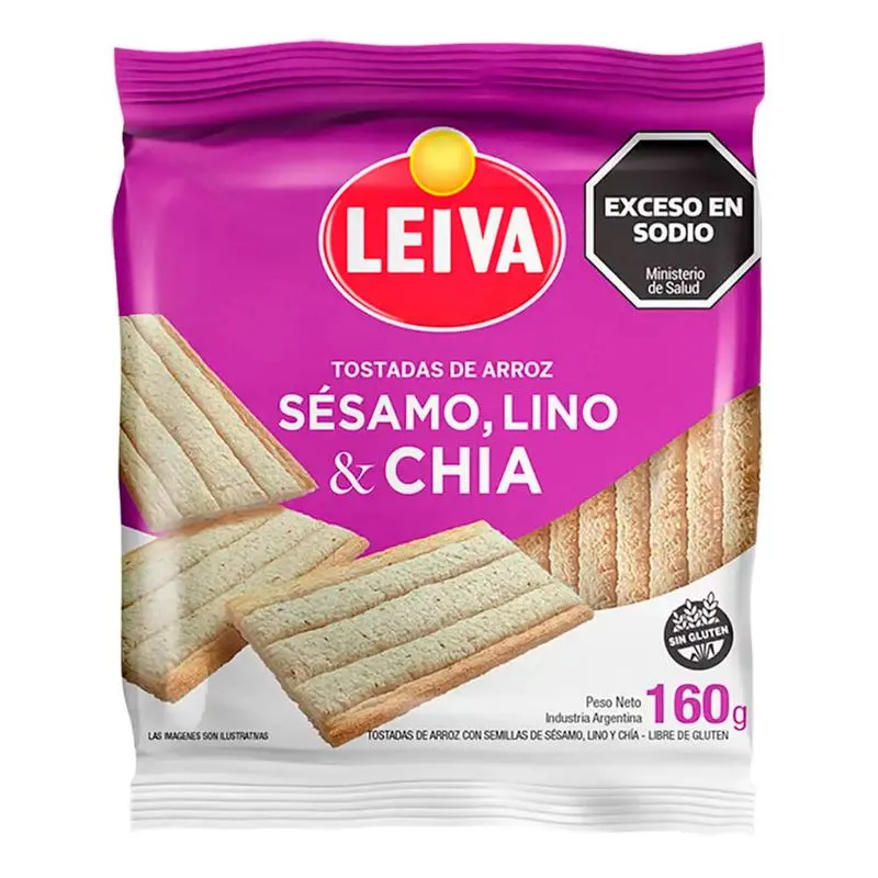 Tostadas De Arroz Chía, Lino y Sésamo Leiva 160g