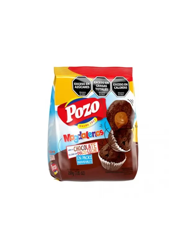 Magdalenas Chocolate Rellenas con Dulce de Leche Pozo
