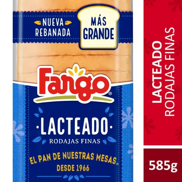 Pan de Molde Fargo Lacteado Rodajas finas 585grs 