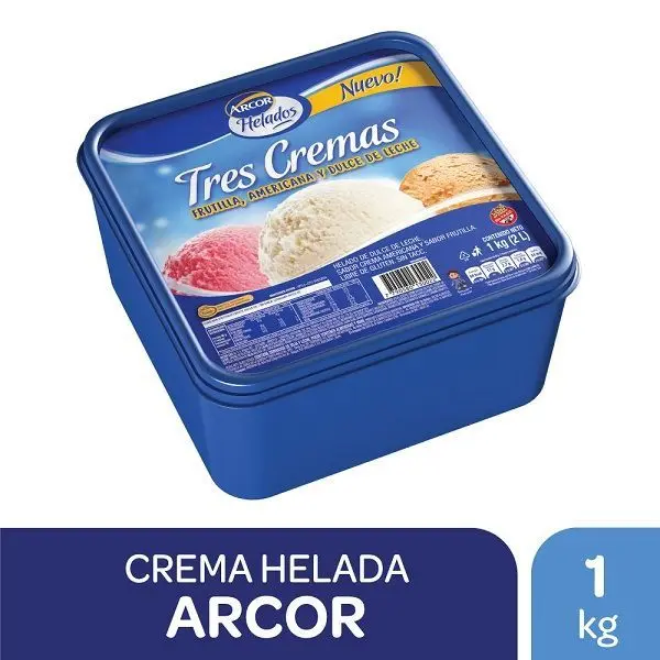 Helado Arcor tres cremas x 1 kg