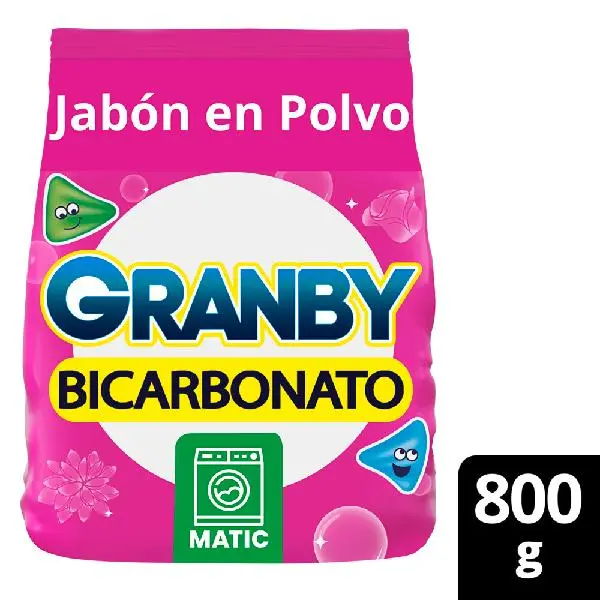 Jabón en polvo granby bicarbonato matic rosas 800grs