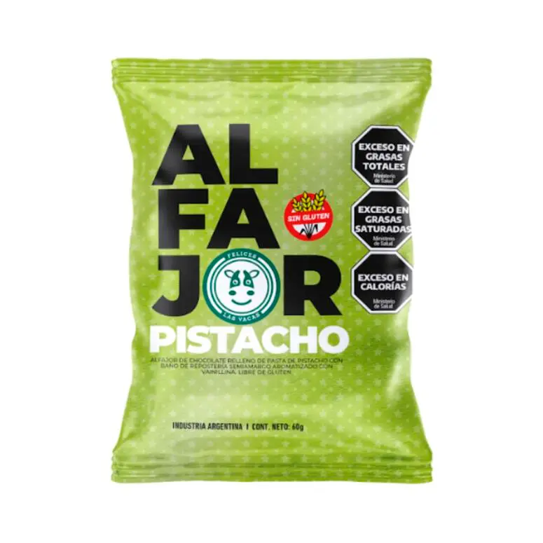 Alfajor de Chocolate relleno de Pasta de Pistacho x 60g- Felices las Vacas