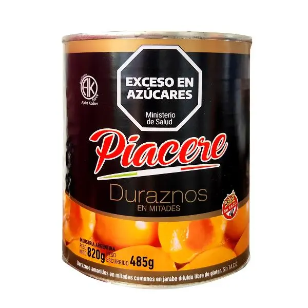 Durazno Al Natural En Mitades Placere 820g