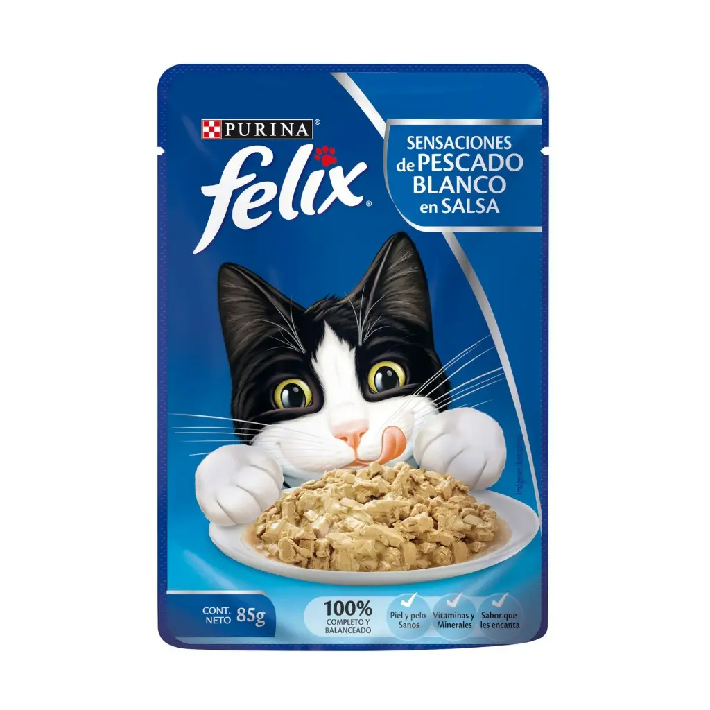 Alimento Humedo Pescado Blanco Felix 85 g