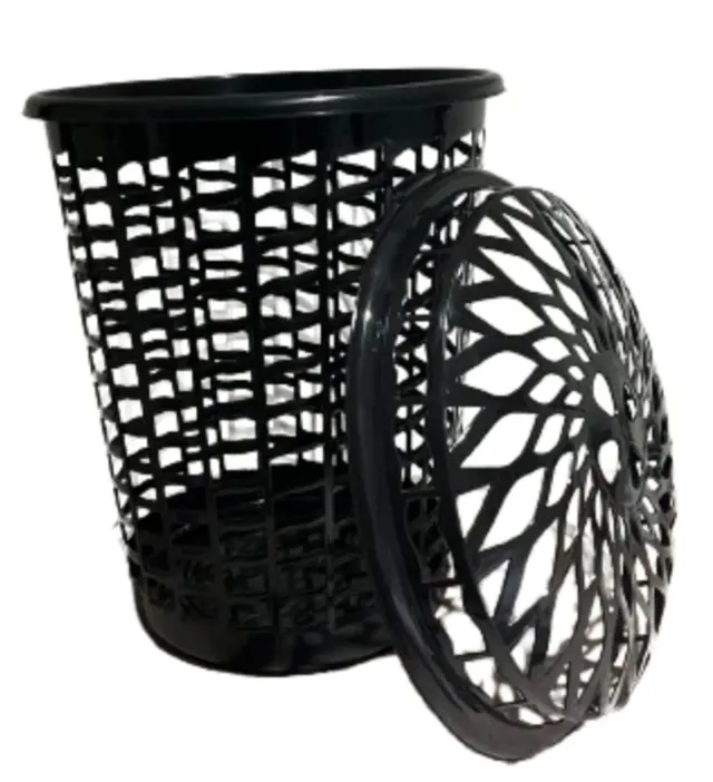 Canasto Cesto de Ropa Calado con Tapa de Plastico x 1 u