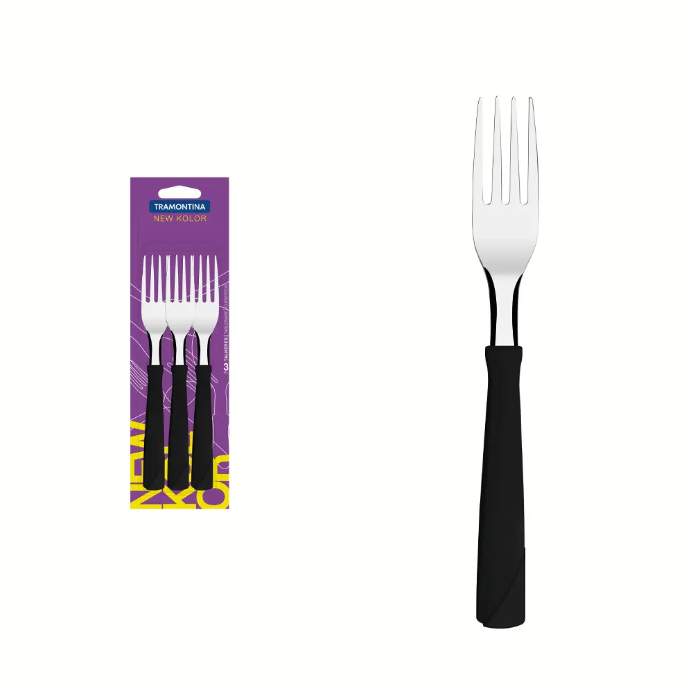 Tenedores de Mesa Tramontina New Kolor Negro 3 Piezas