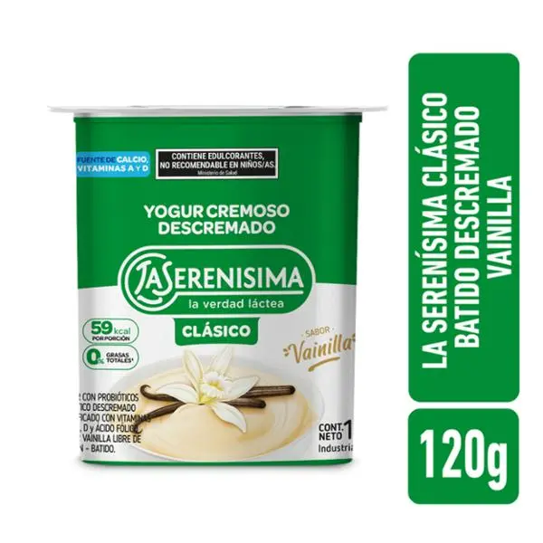 Yogur descremado batido la serenisima clásico vainilla pote 120grs
