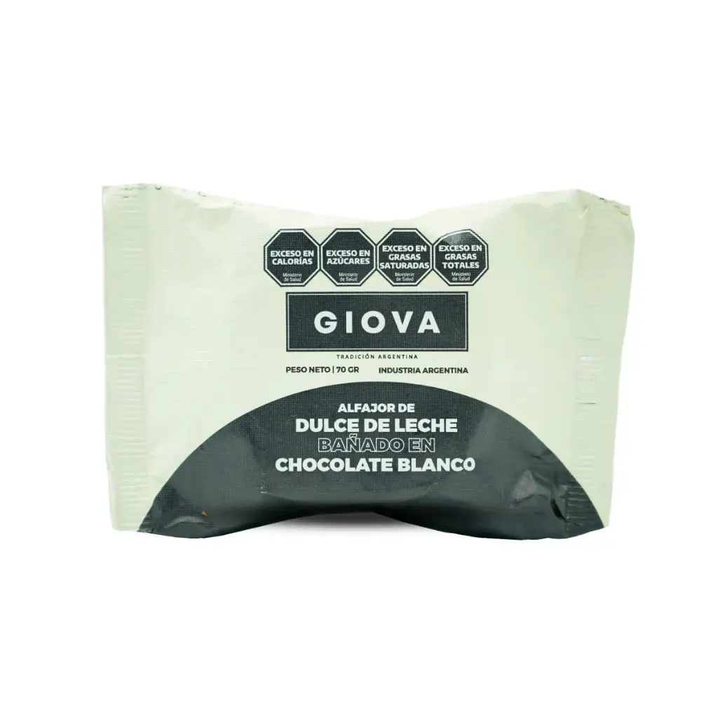 Alfajor Dulce de Leche Bañado en Chocolate Blanco Giova
