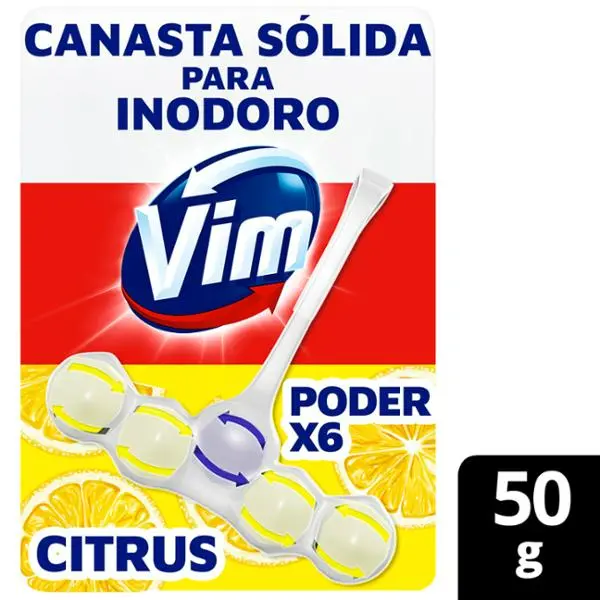Canasta sólida para inodoro vim poder x6 citrus 50grs