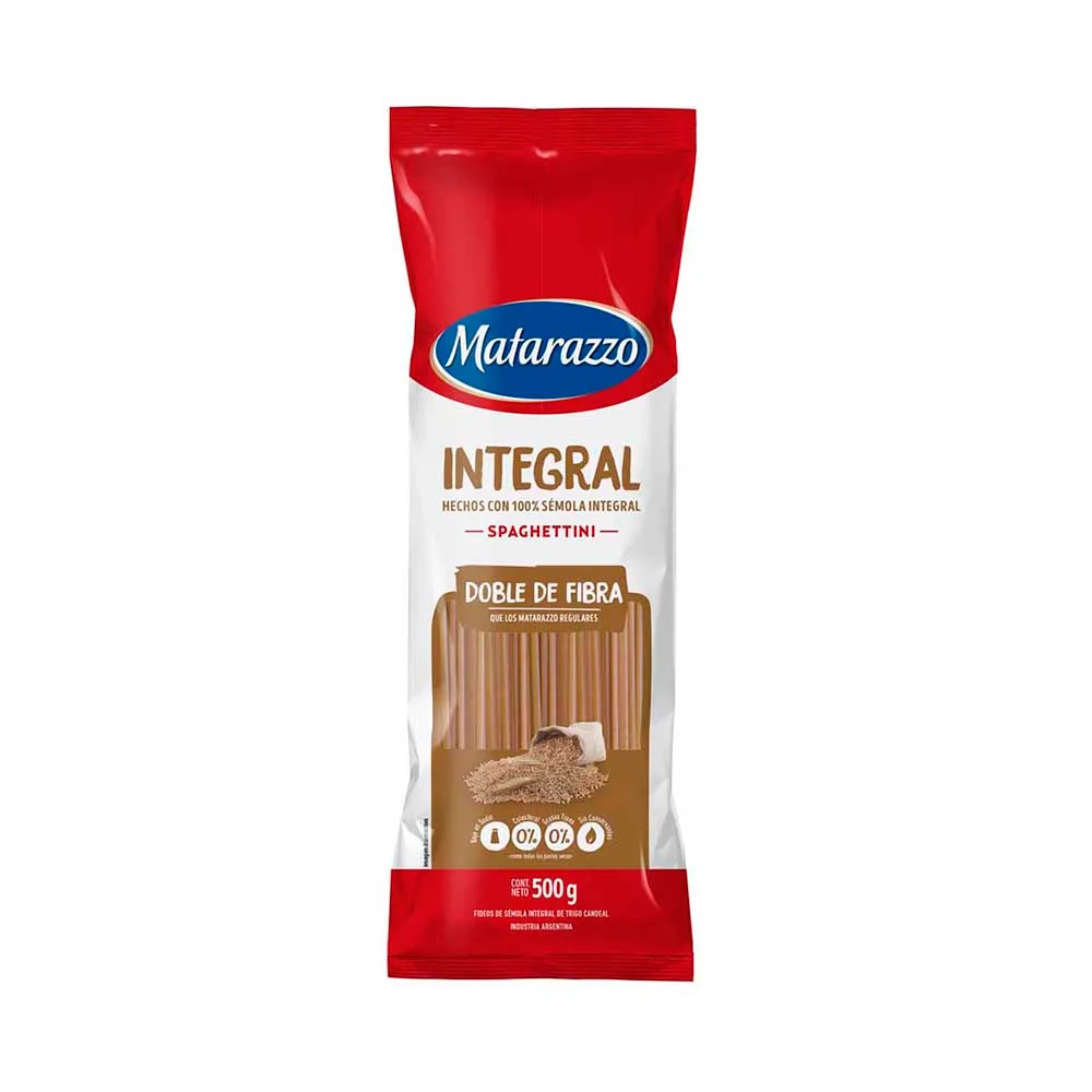 Fideos Spaghetti Integral Matarazzo 500g