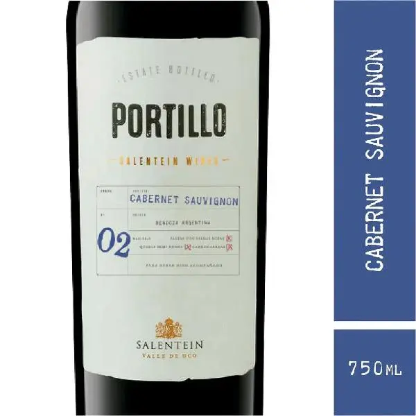 Vino tinto portillo cabernet sauvignon 750cm3