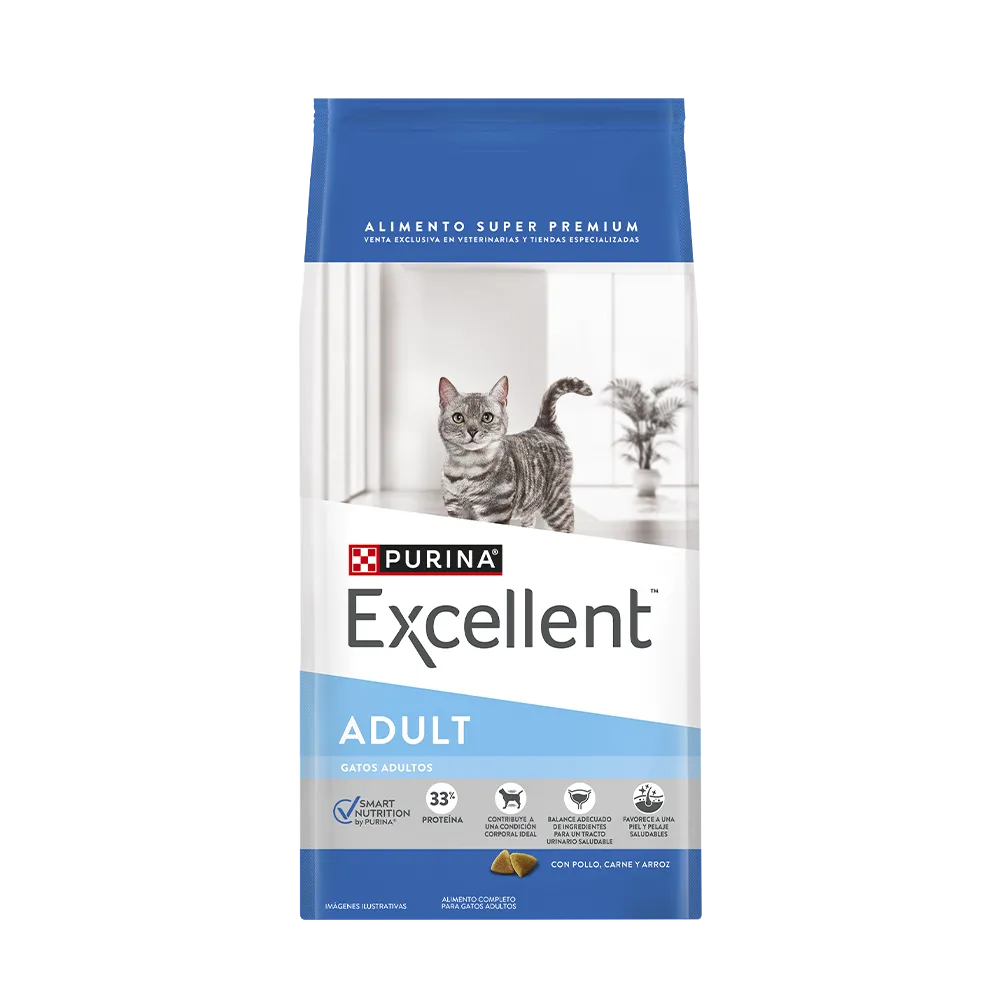 Purina Excellent Gatos Adultos con Pollo, Carne y Arroz