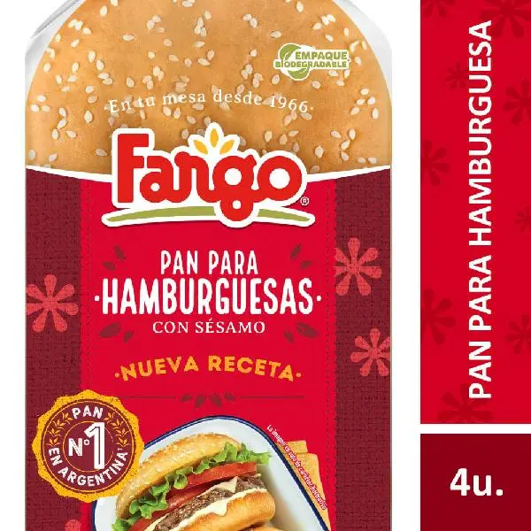 Pan para Hamburguesa con Sesamo Fargo 210 g x 4 u