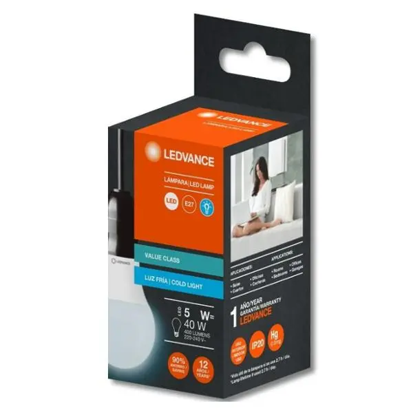 Lámpara led ledvance 5w cálida