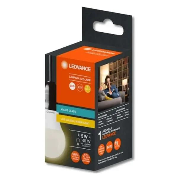 Lámpara led ledvance 9w cálida