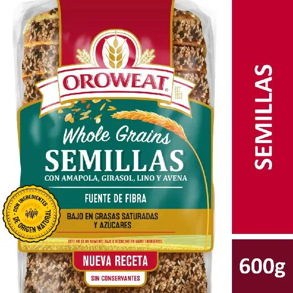 Pan de molde oroweat con semillas 600grs