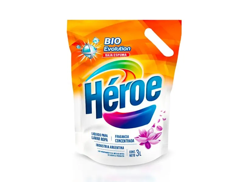 Jabon Liquido Para Ropa Evolution Doy Pack Heroe 3 l 