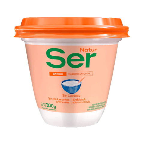 Yogur ser sin lactosa sabor natural pote 300grs