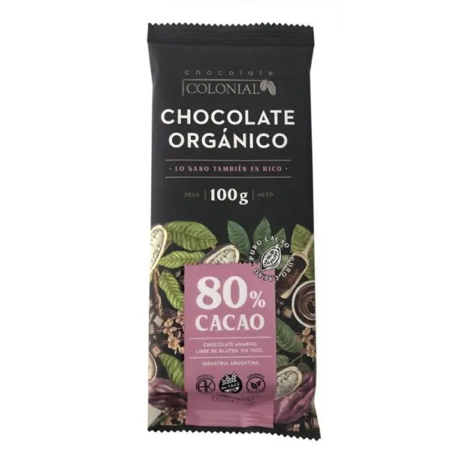 Chocolate Organico 80% Cacao SIN TACC Colonial 100 g