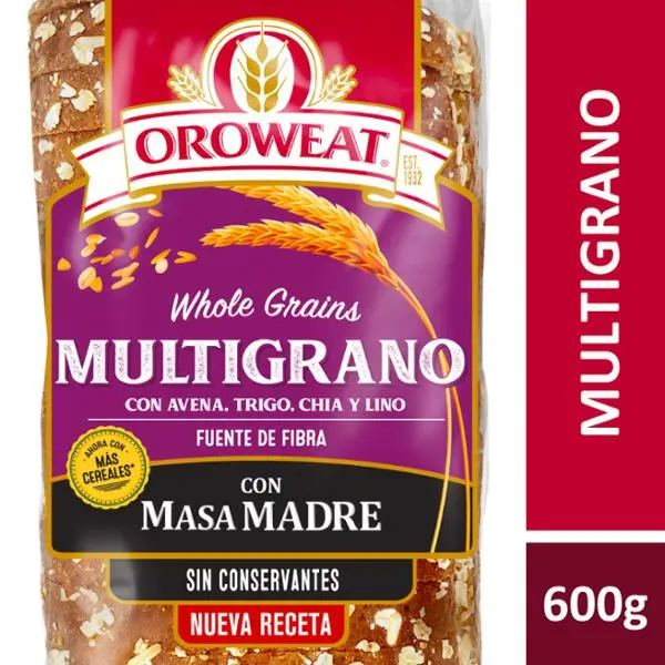 Pan de molde oroweat multigrano con masa madre 600grs