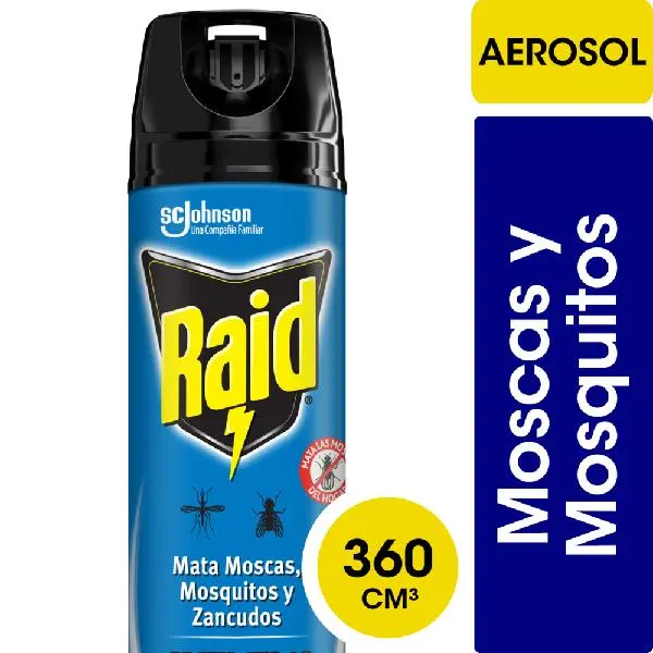 Insecticida en aerosol raid mata moscas y mosquitos 360cm3