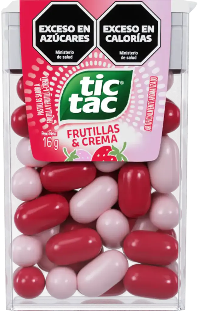 tic tac frutilla y crema