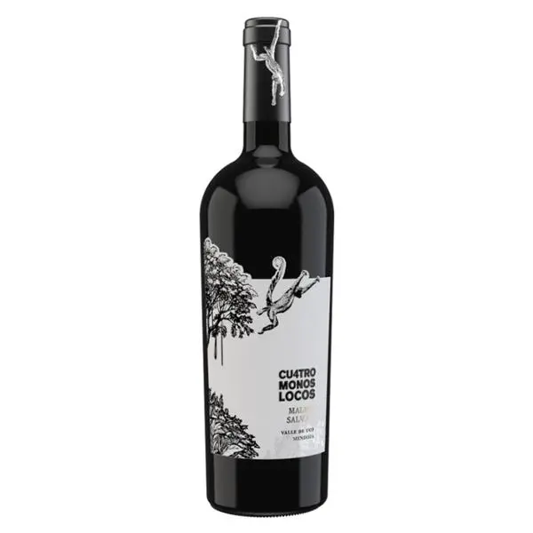 Vino tinto cuatro monos locos malbec 750cm3