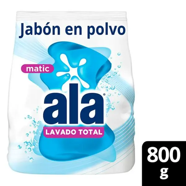 Jabón en polvo ala matic máxima blancura 800grs