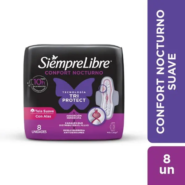 Toallitas femeninas siempre libre adapt plus noche&día suave c/alas 8uni