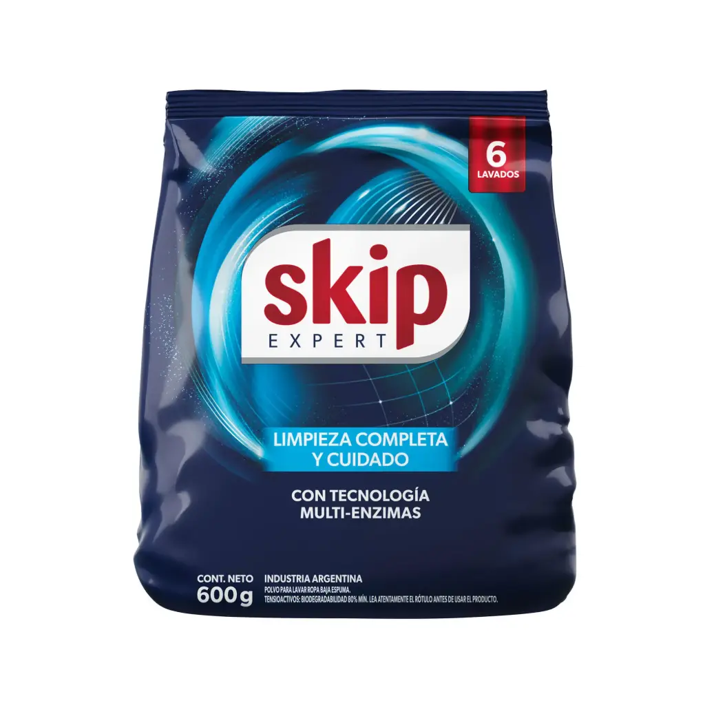 Jabon en Polvo Bioenzimas Baja Espuma Skip 600 g