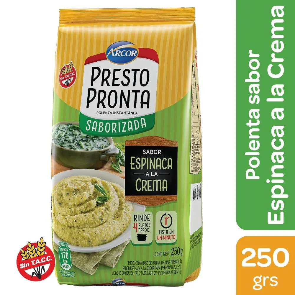 Polenta de Espinaca y Crema Prestopronta Arcor 250 g