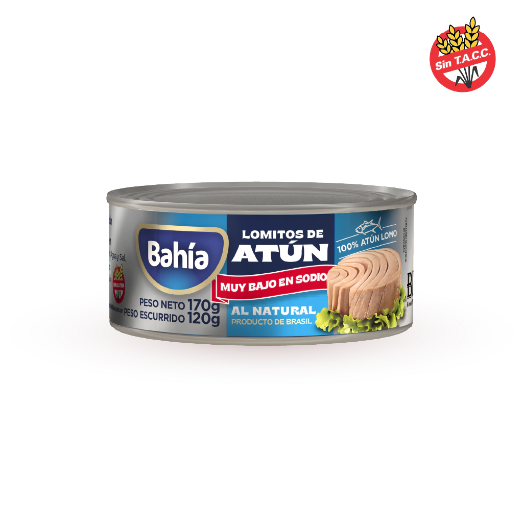Atun Lomitos en Agua Bajo Sodio Sin TACC Bahia 170 g