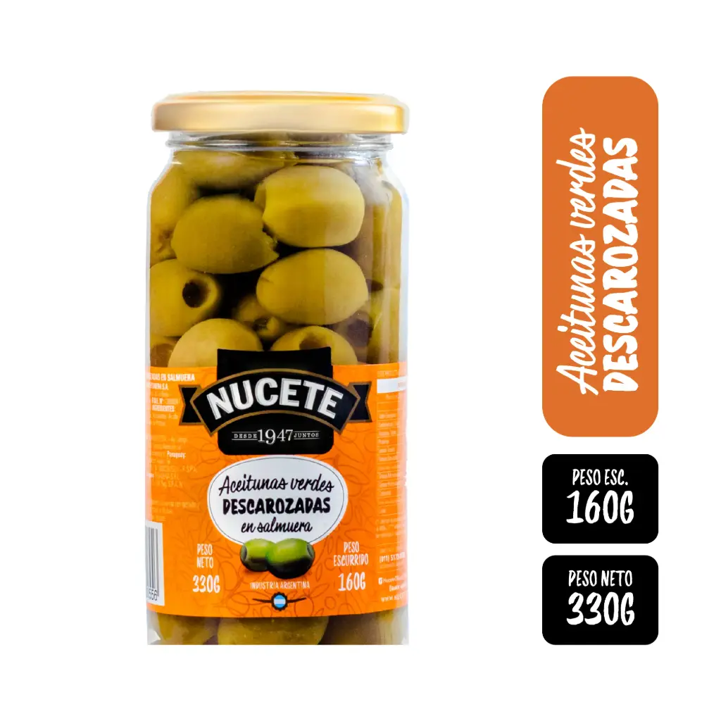 Aceitunas Verdes Descarozadas Frasco Nucete 330 g