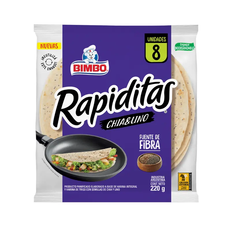 Tortillas Chia y Lino Rapiditas Bimbo 8 u 220 g