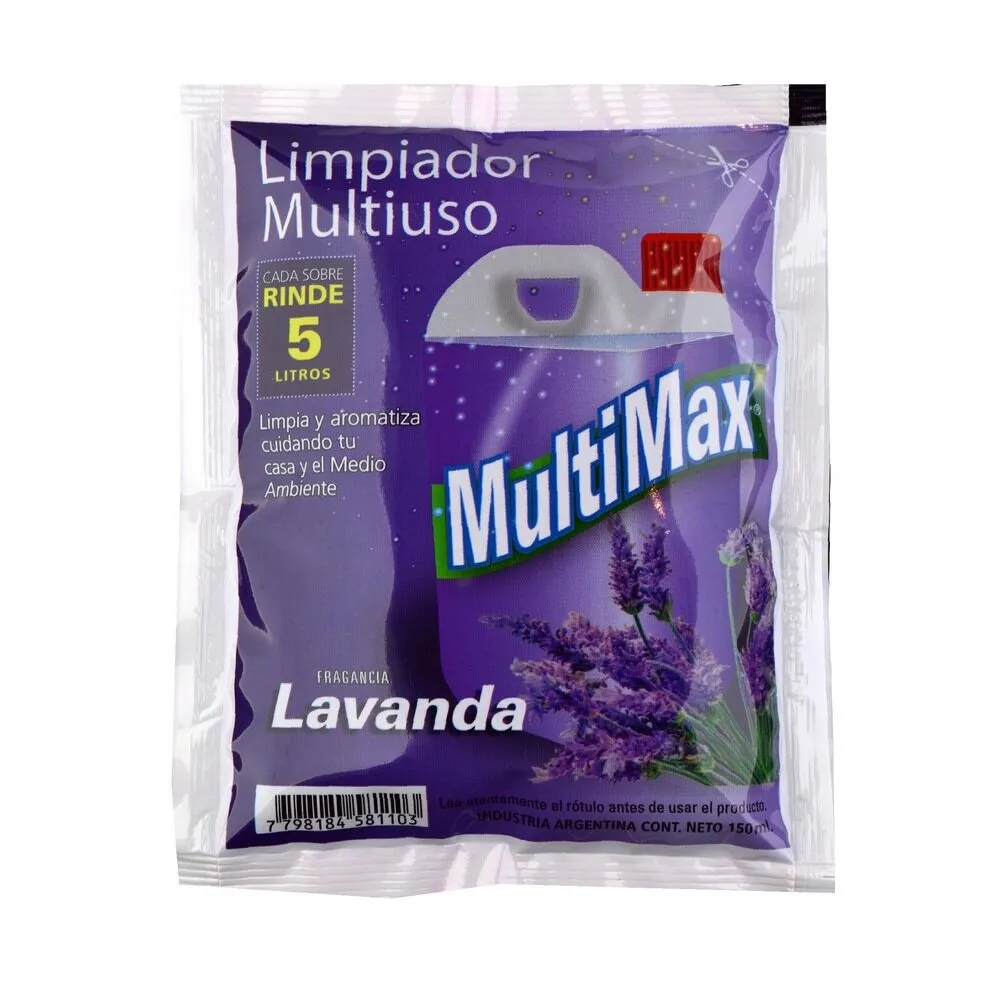 Limpiador multiuso Multimax para diluir lavanda (rinde 5 litros) 150 ml.