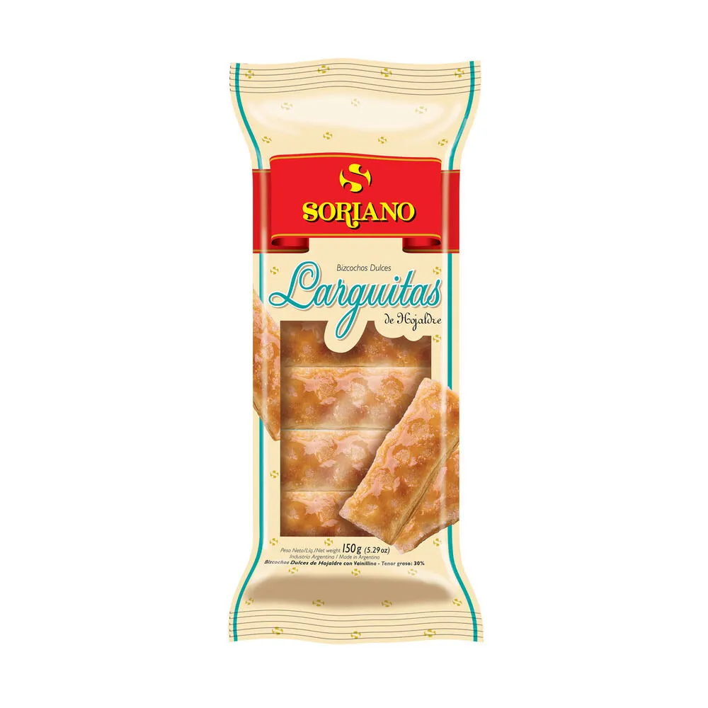 Galletitas Soriano hojaldre dulces larguitas 150 g