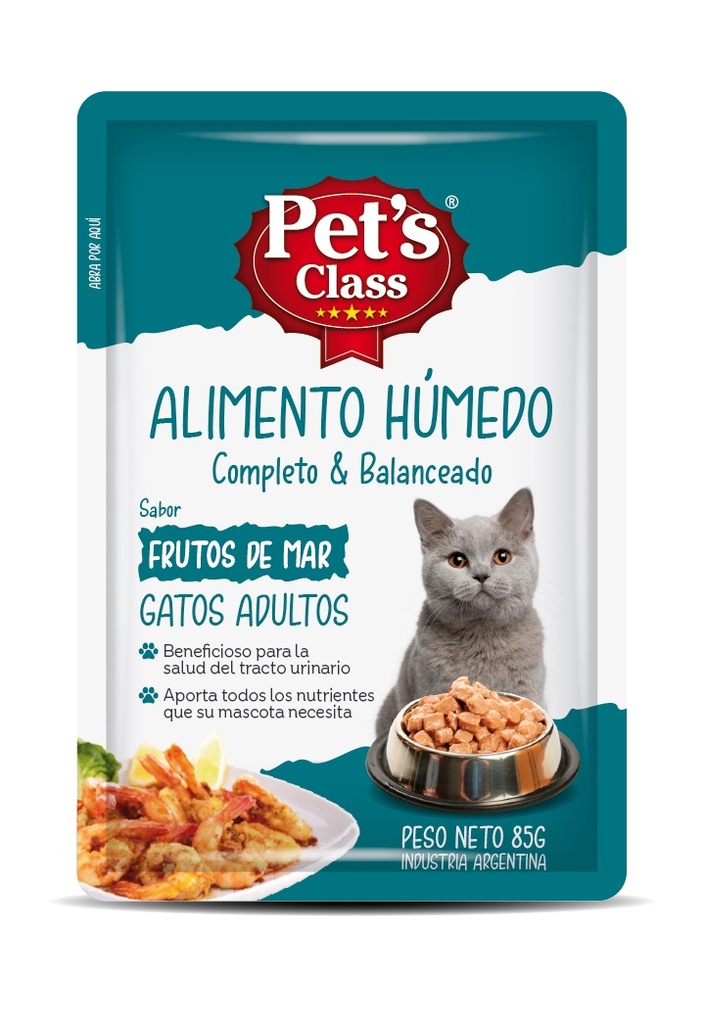 Alimento Humedo Gatos Frutos Mar Pets Class 85 g