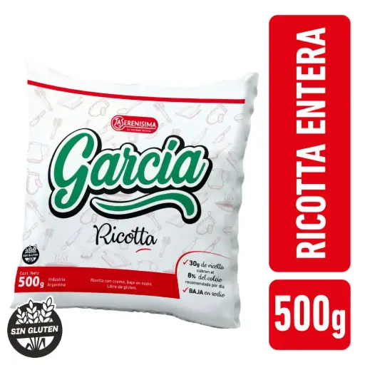 Ricotta Entera Baja en Sodio García 500 gr