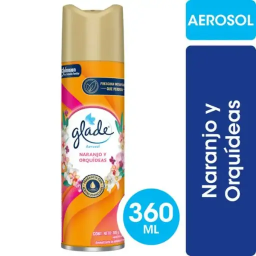 Desodorante ambiente glade naranjo y orquídeas aerosol 360cm3