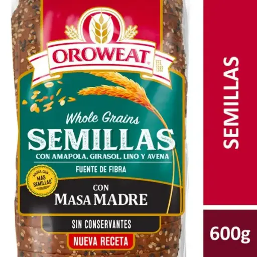 Pan de molde oroweat semillas con masa madre 600grs
