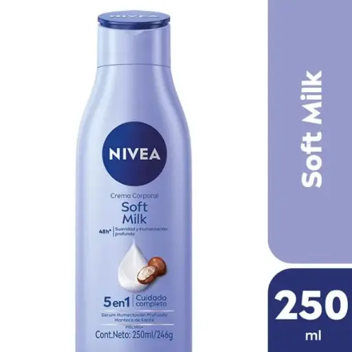 Crema corporal nivea soft milk cuidado completo 250cm3