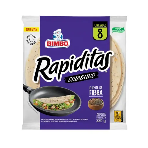 Tortillas Chia y Lino Rapiditas Bimbo 8 u 220 g